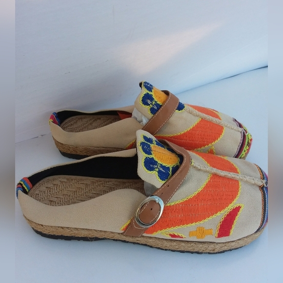 Orange and Blue Mules with Cork Footbed - Picture 1 of 5